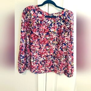 Nanette Lapore Pink and Purple Floral Blouse